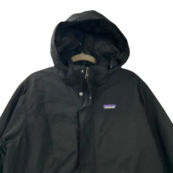 Patagonia Men's Size Large Hooded Quilted Black Winter Isthmus Jacket Full Zip